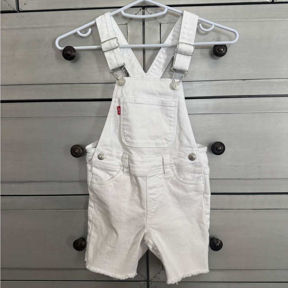 Girls 3T White Denim Levi Shortalls